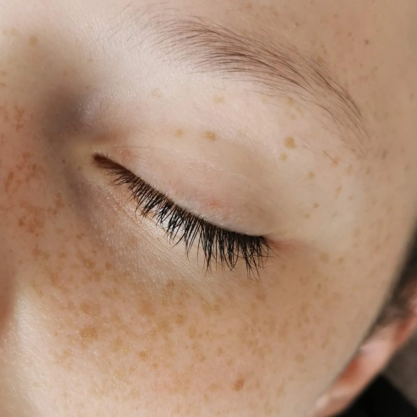 Close detail of lash and brow work
